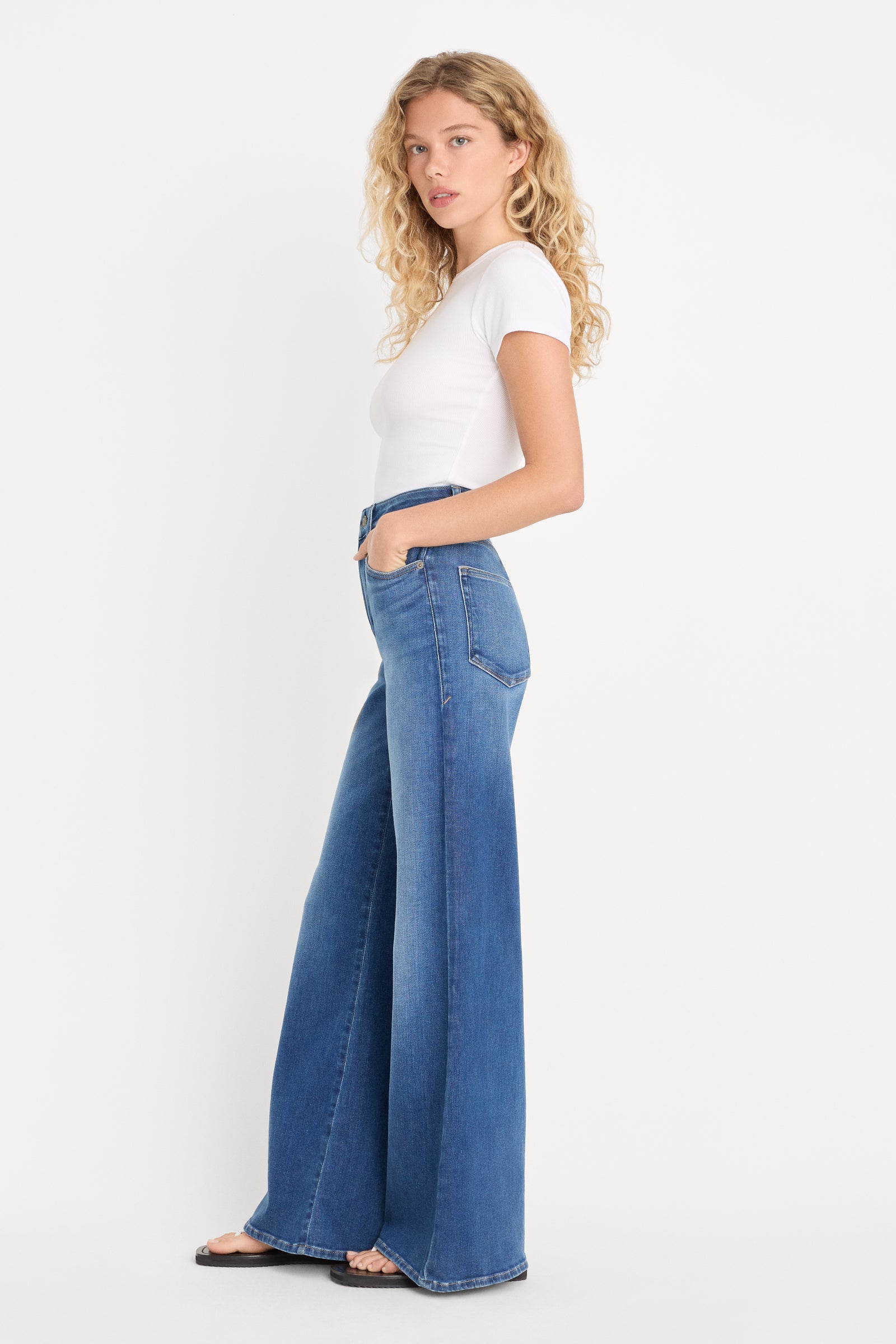 SOFT TECH GOOD WAIST PALAZZO JEANS | INDIGO1233