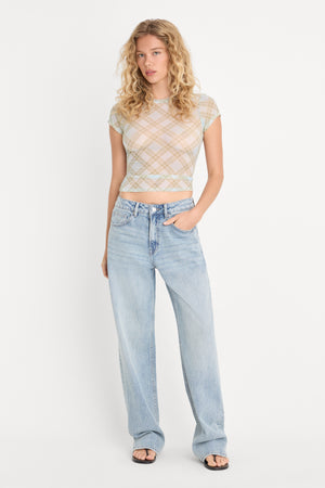 THE MESH BABY TEE | SUMMER PLAID HONEY