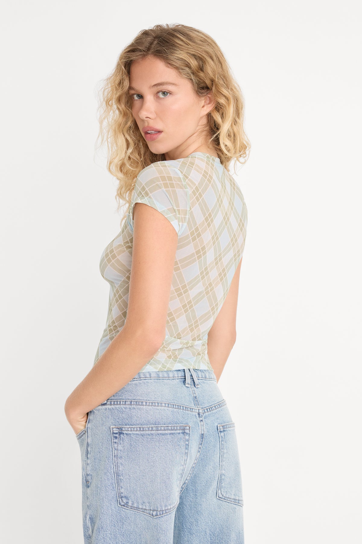 THE MESH BABY TEE | SUMMER PLAID HONEY