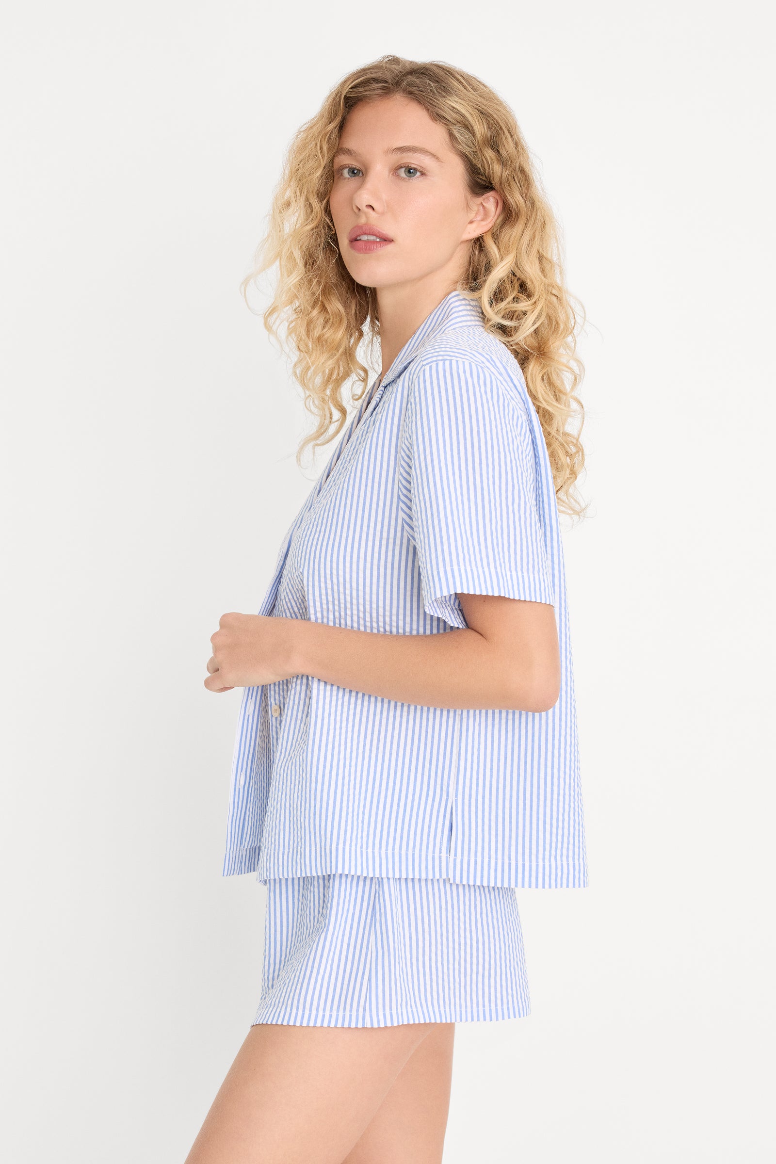 THE CAMP SHIRT | BLUE STRIPE SEERSUCKER