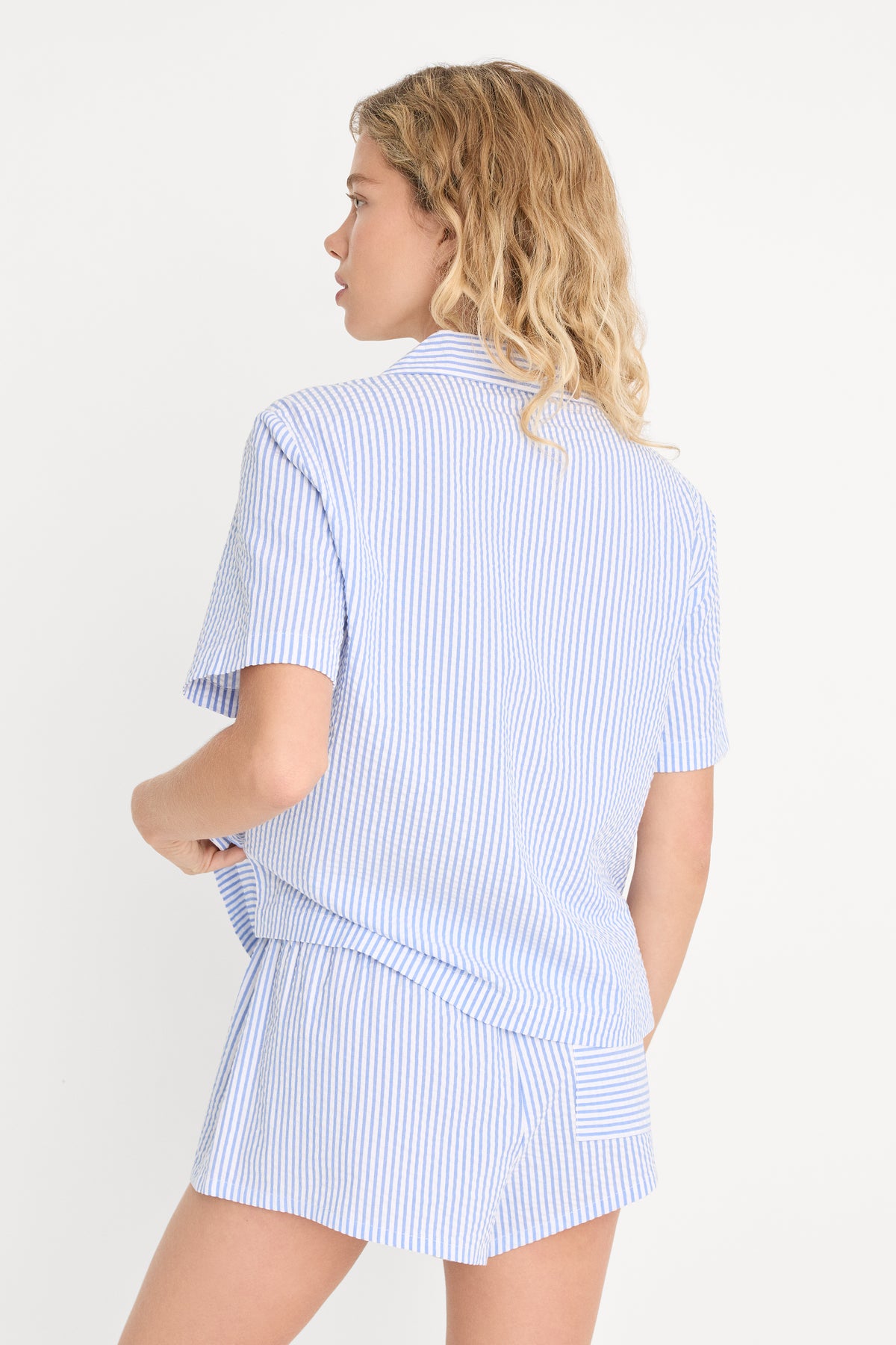 THE CAMP SHIRT | BLUE STRIPE SEERSUCKER