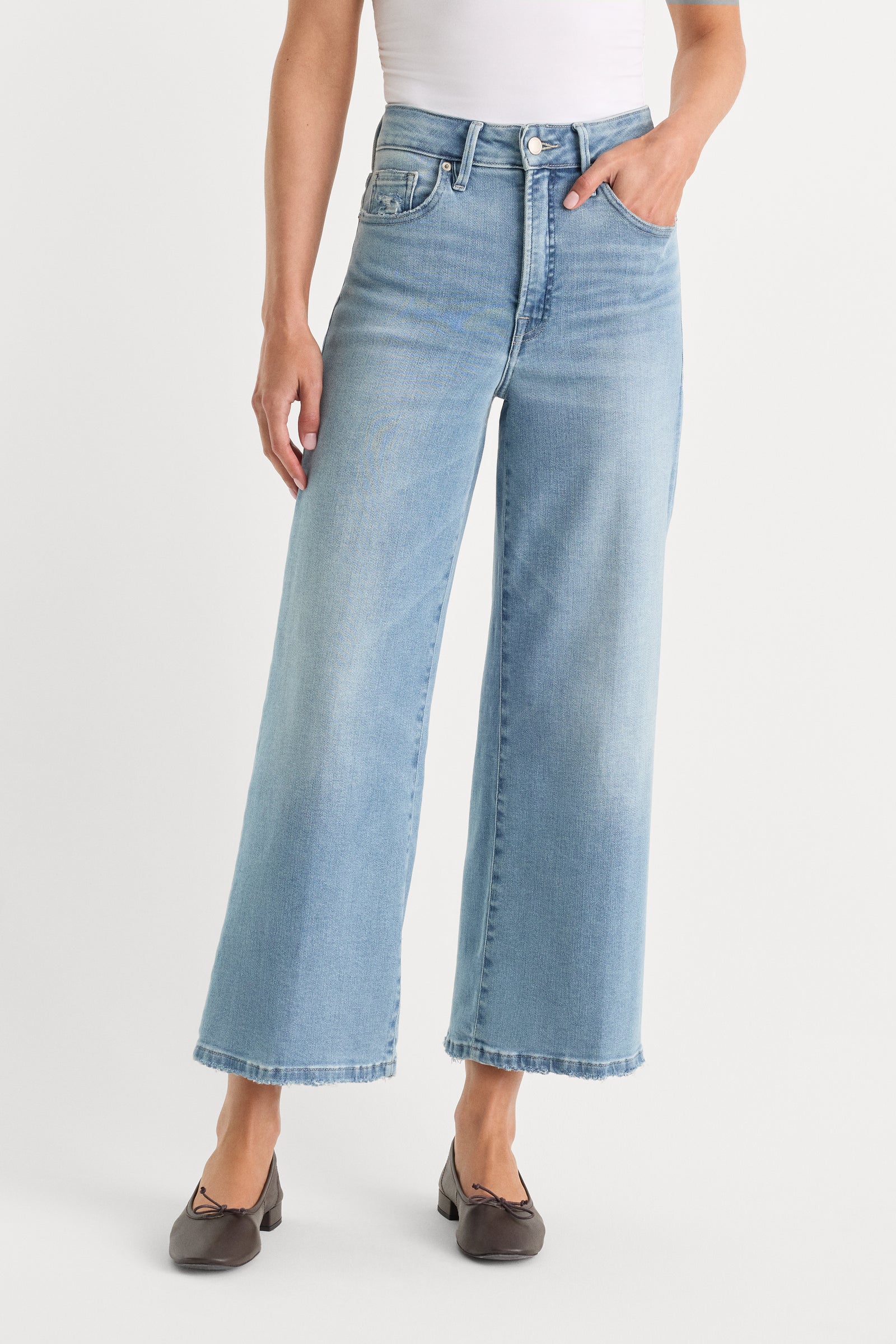 SOFT TECH GOOD WAIST PALAZZO CROPPED JEANS | INDIGO1225