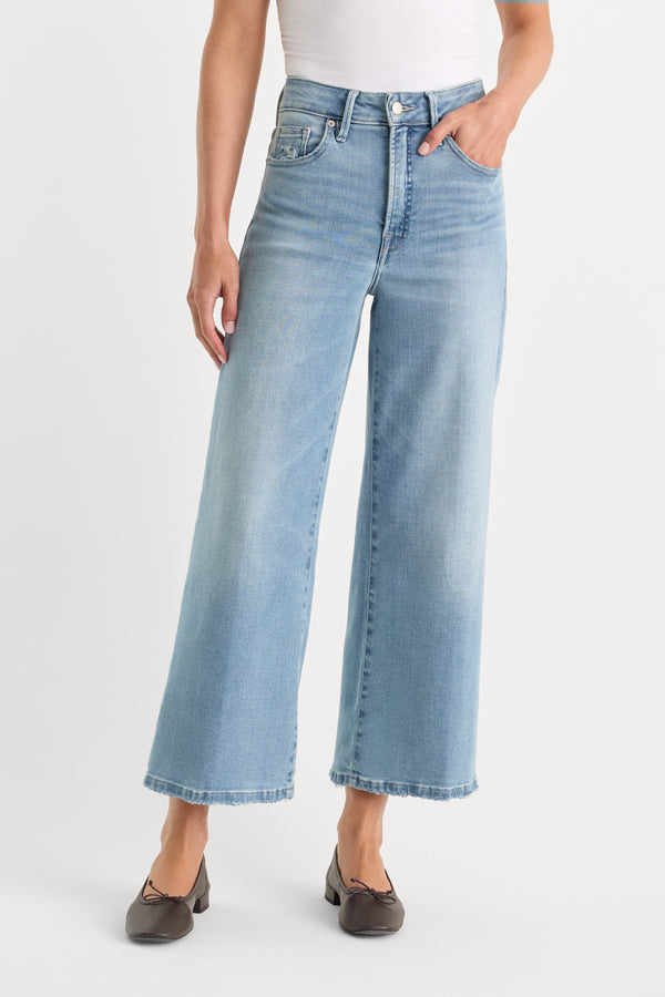 SOFT TECH GOOD WAIST PALAZZO CROPPED JEANS | INDIGO1225