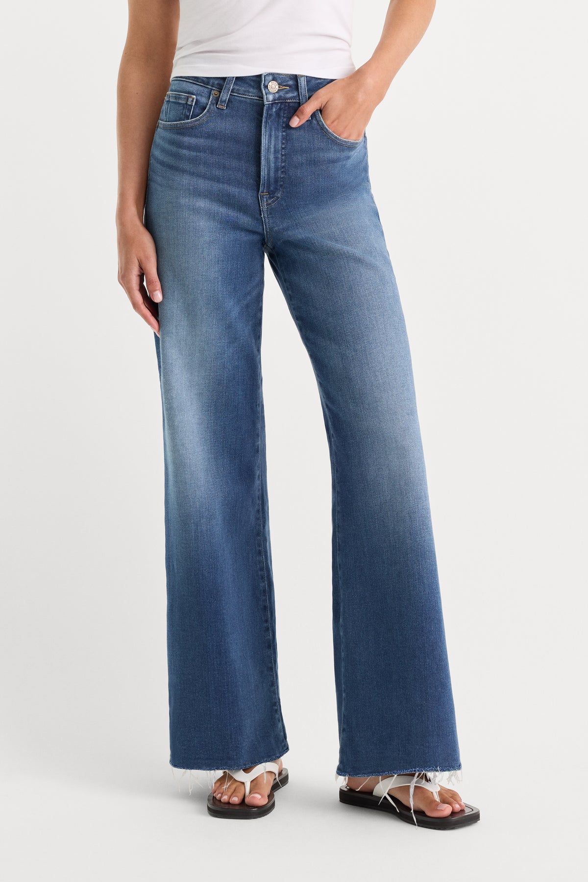 SOFT TECH GOOD WAIST PALAZZO ANKLE JEANS | INDIGO1233-2 | GOOD AMERICAN | MODEL_A
