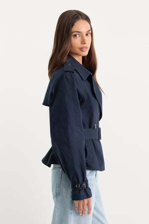 THE CROPPED TRENCH JACKET | NEW NAVY002