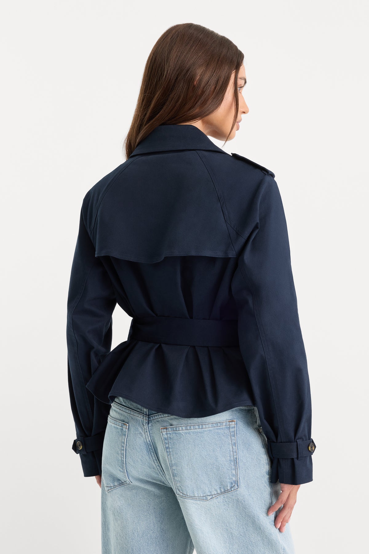 THE CROPPED TRENCH JACKET | NEW NAVY002