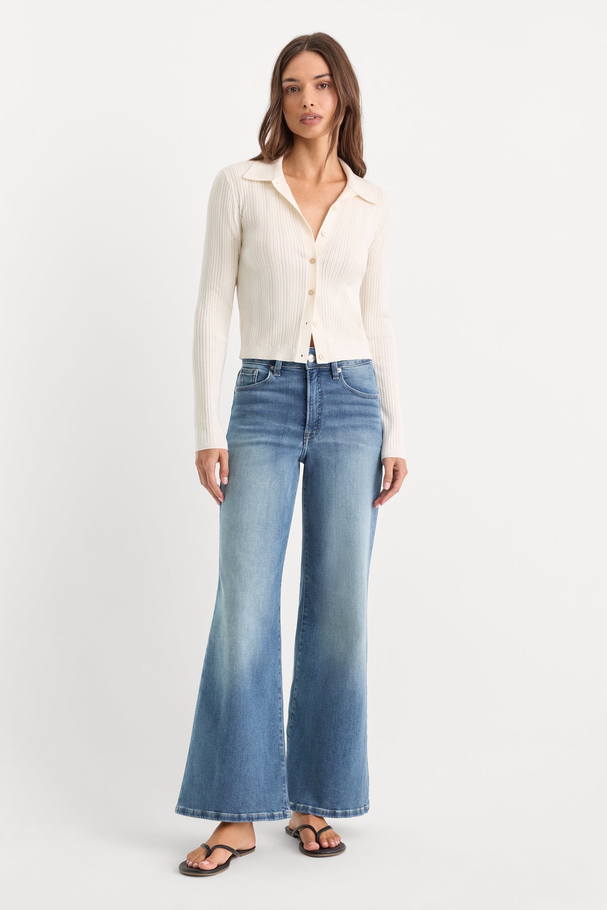 SOFT TECH GOOD WAIST PALAZZO ANKLE JEANS | INDIGO1238-1 | GOOD AMERICAN | MODEL_A