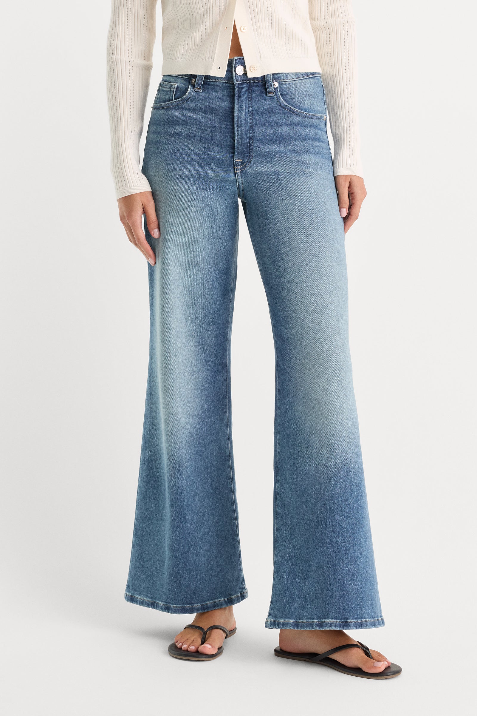SOFT TECH GOOD WAIST PALAZZO ANKLE JEANS | INDIGO1238