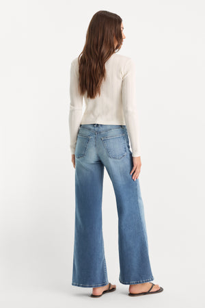SOFT TECH GOOD WAIST PALAZZO ANKLE JEANS | INDIGO1238
