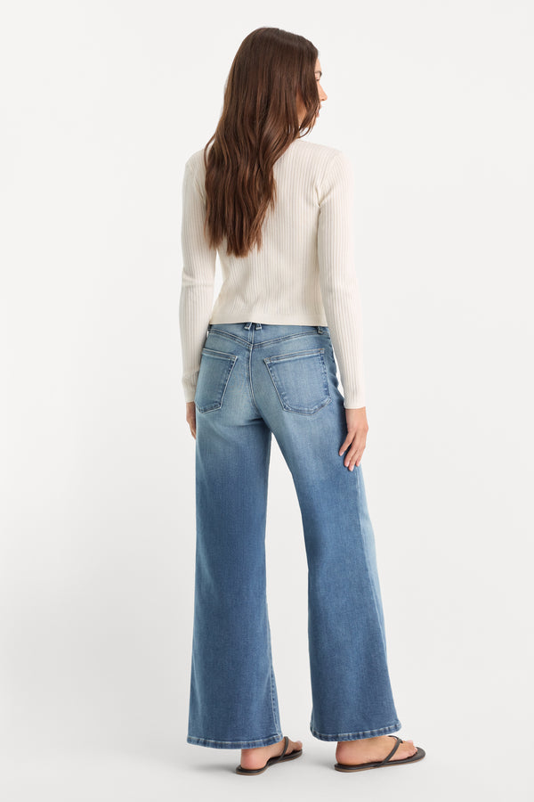 SOFT TECH GOOD WAIST PALAZZO ANKLE JEANS | INDIGO1238