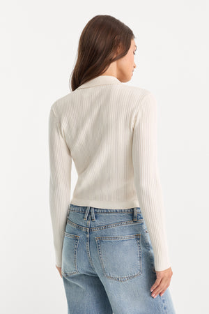 THE LADDER RIB CARDIGAN | CHALK