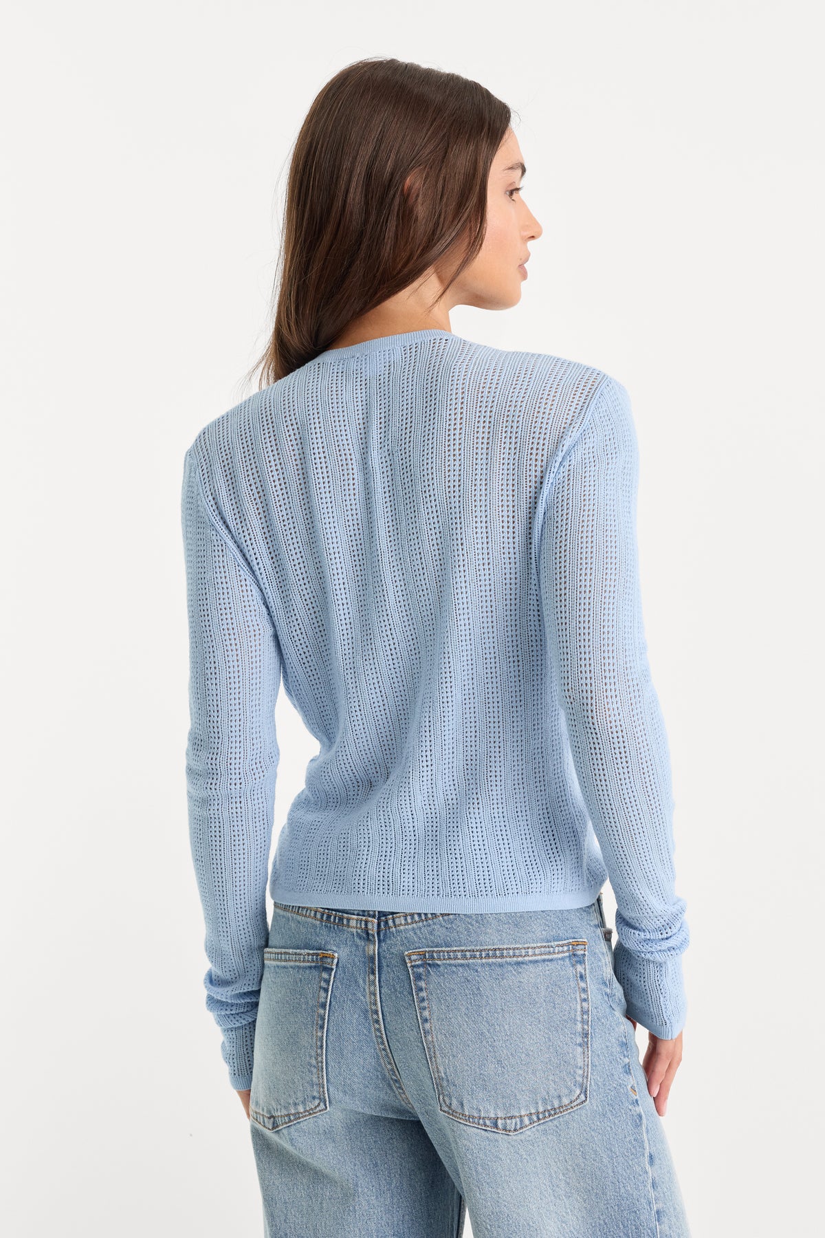THE OPEN KNIT CARDIGAN | MORNING SKY-5 | GOOD AMERICAN | MODEL_A