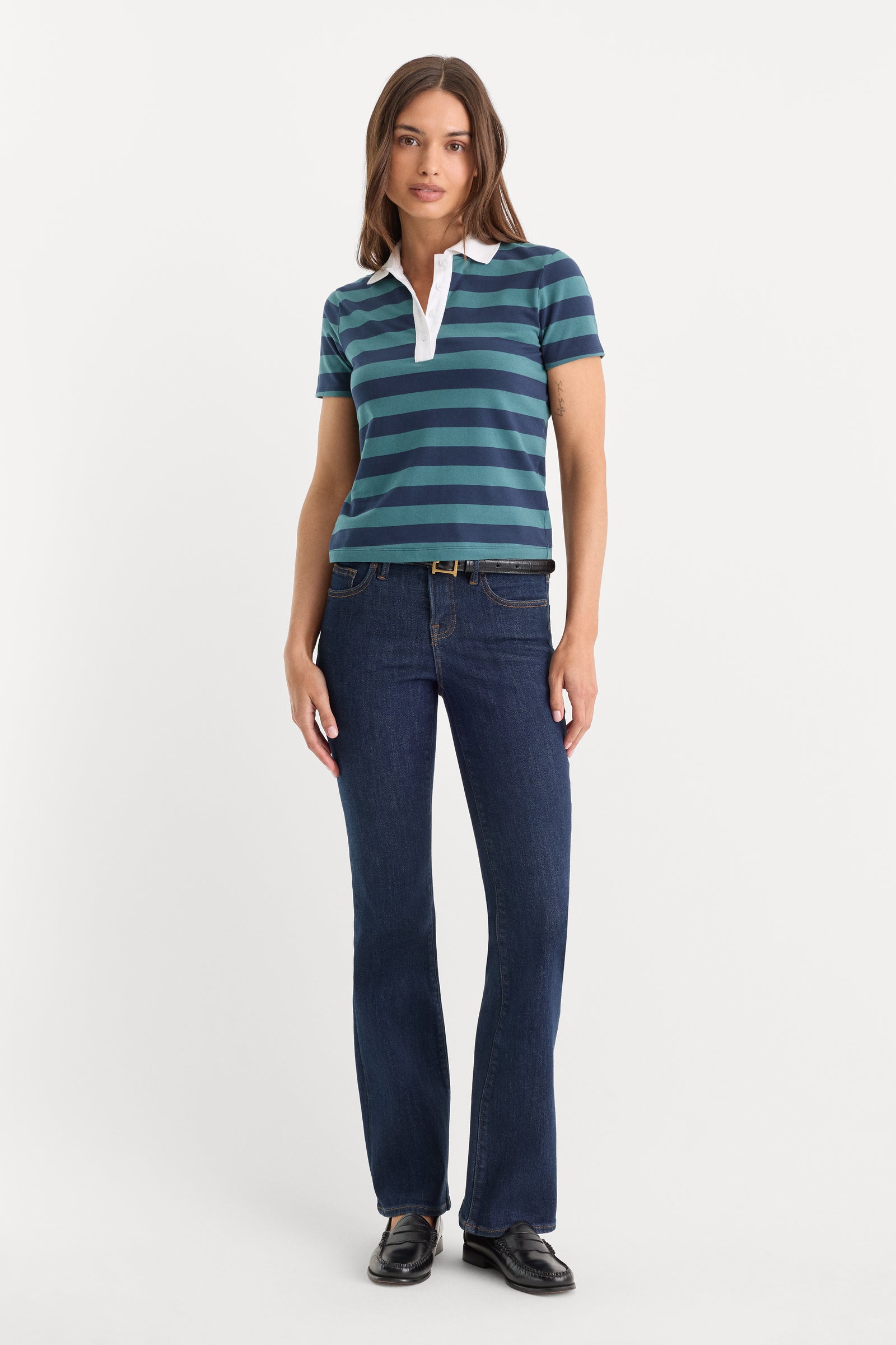 THE EASY POLO | SUMMER STRIPE TEAL