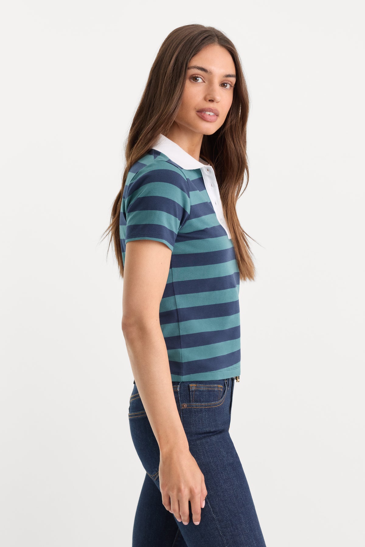 THE EASY POLO | SUMMER STRIPE TEAL