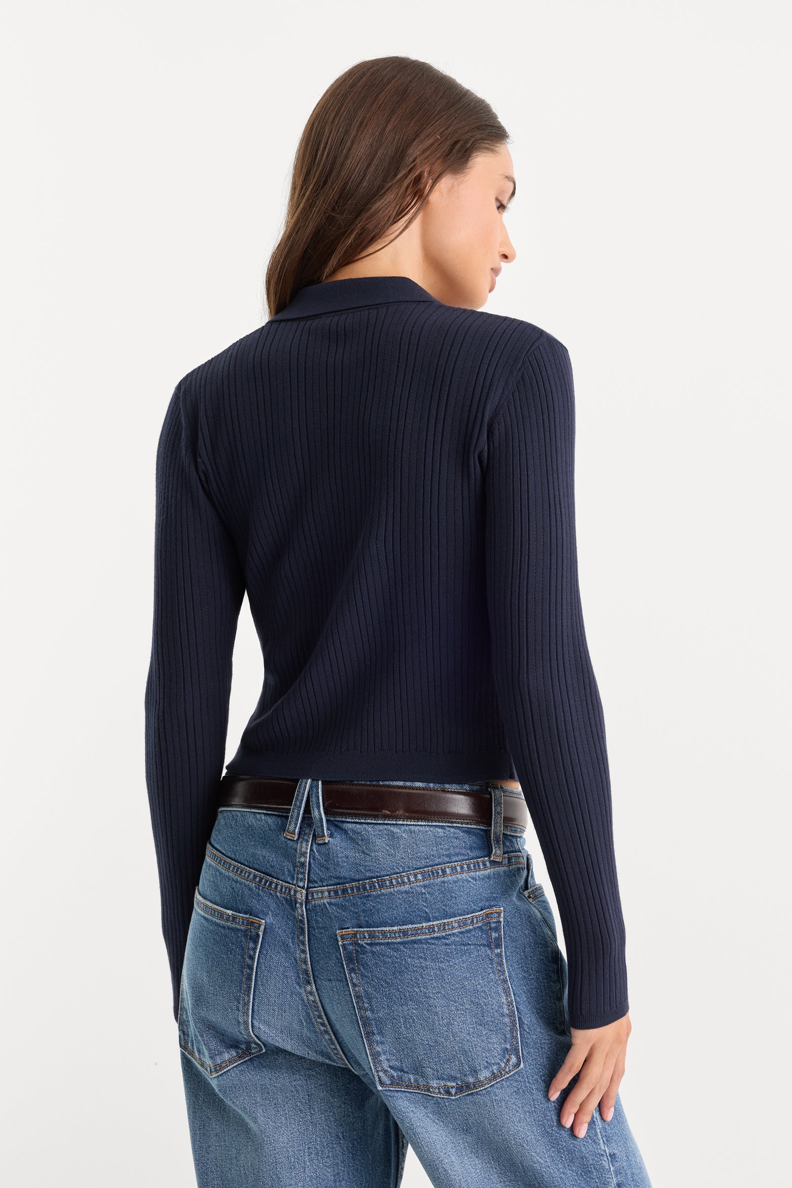 THE LADDER RIB CARDIGAN | MIDNIGHT BLUE