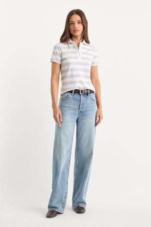 THE EASY POLO | SUMMER STRIPE GREY
