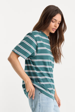 THE OVERSIZED TEE | HARBOR STRIPE DEEP TEAL