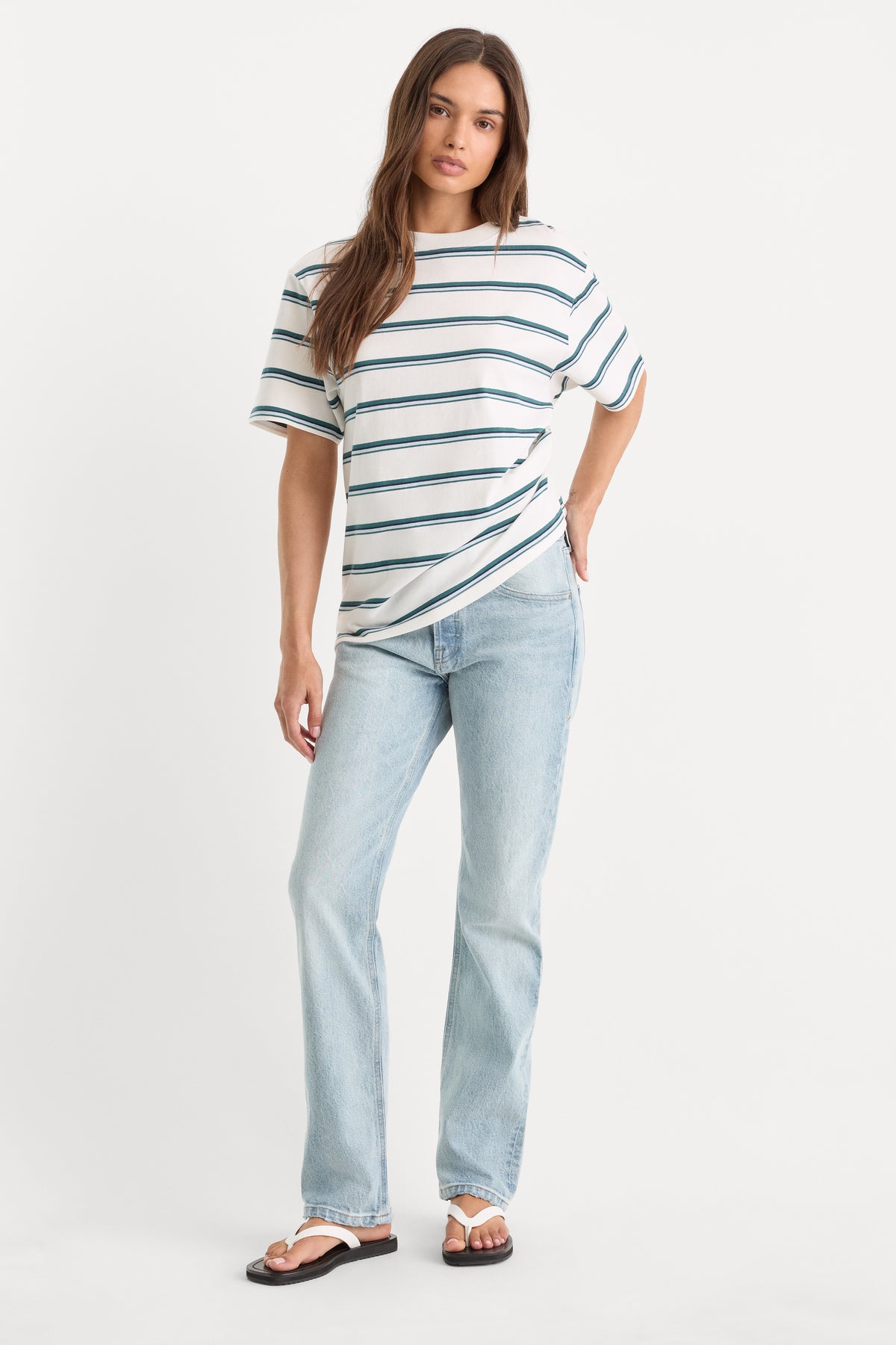THE OVERSIZED TEE | HARBOR STRIPE CLOUD WHITE