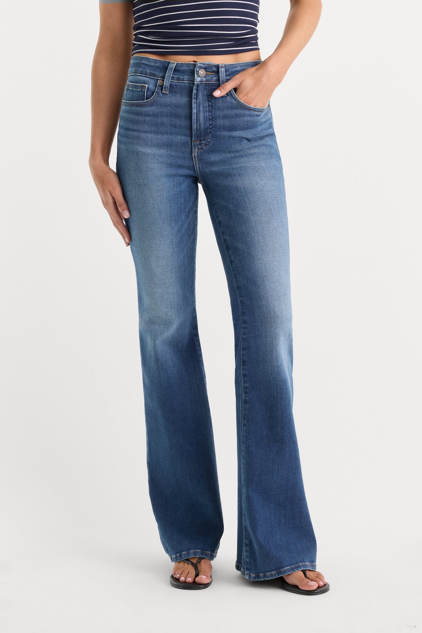 SOFT TECH GOOD LEGS FLARE JEANS | INDIGO1233
