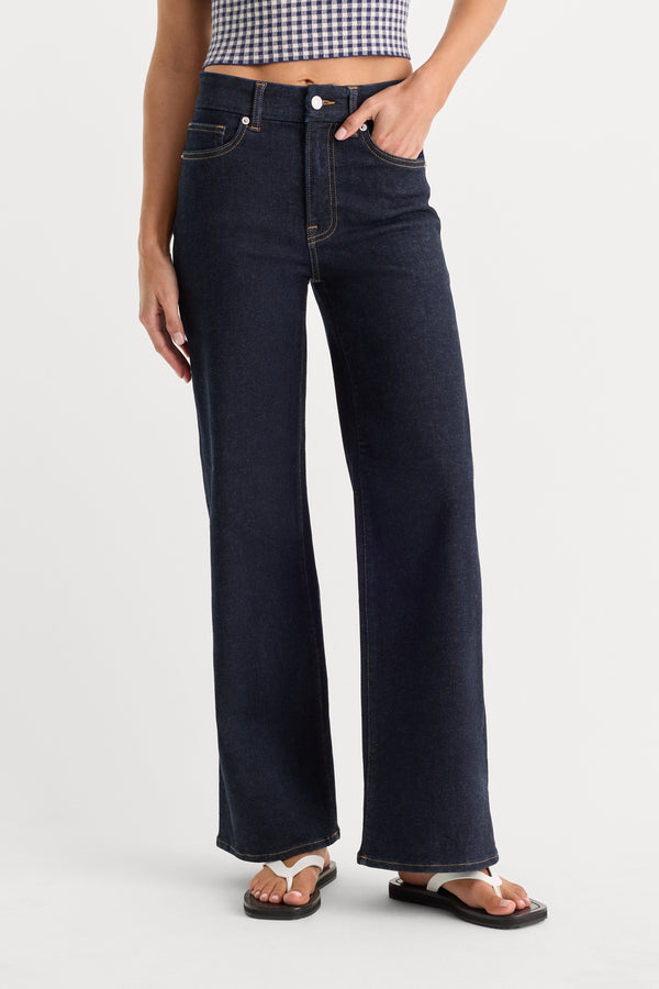 ALWAYS FITS SLIM PETITE PALAZZO JEANS | RINSE