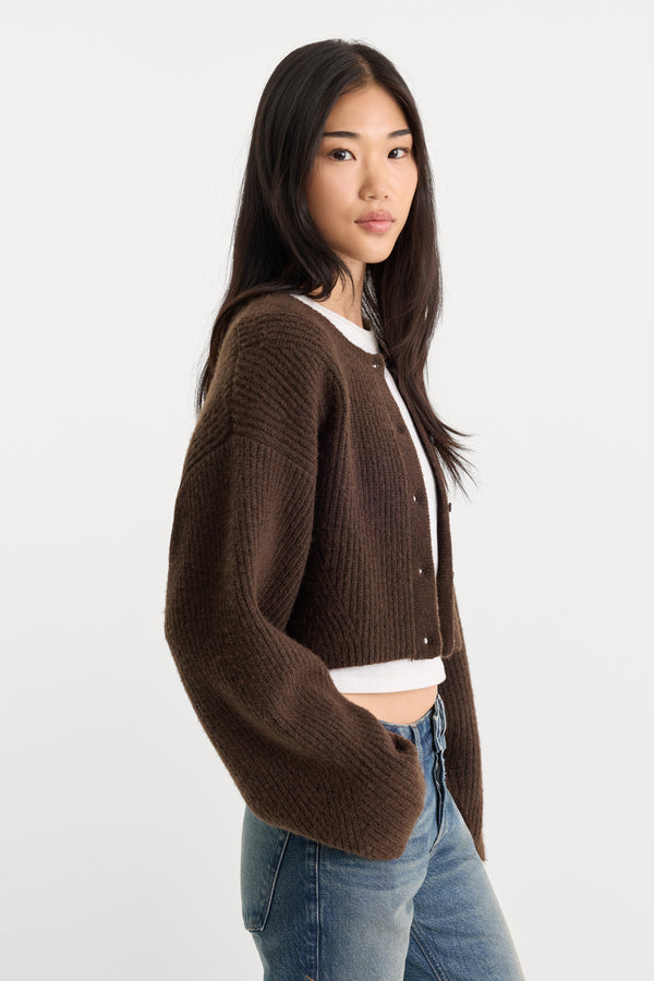 THE CHUNKY KNIT CARDIGAN | ESPRESSO