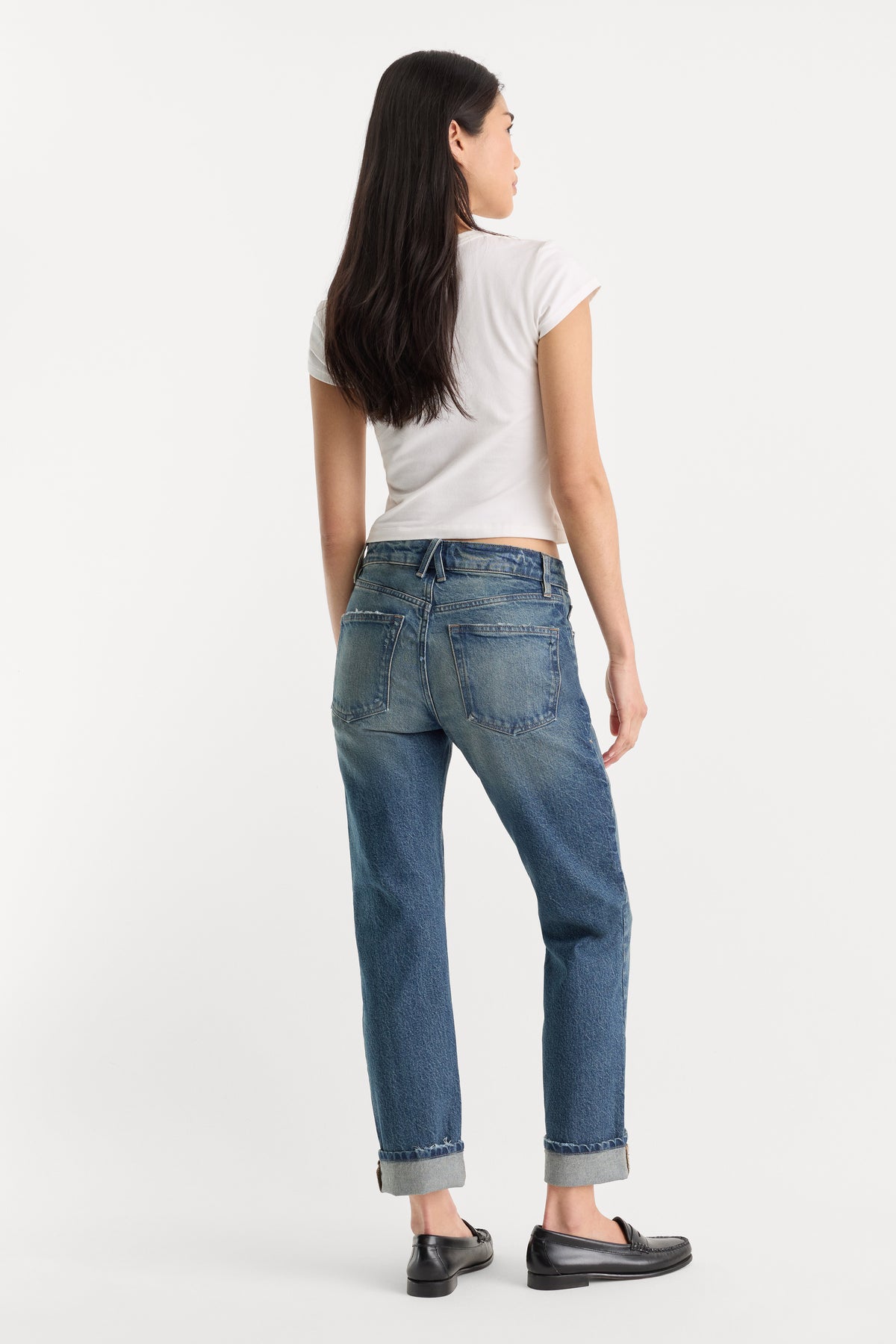 VINTAGE STRAIGHT ANKLE JEANS | INDIGO1282-5 | GOOD AMERICAN | MODEL_A