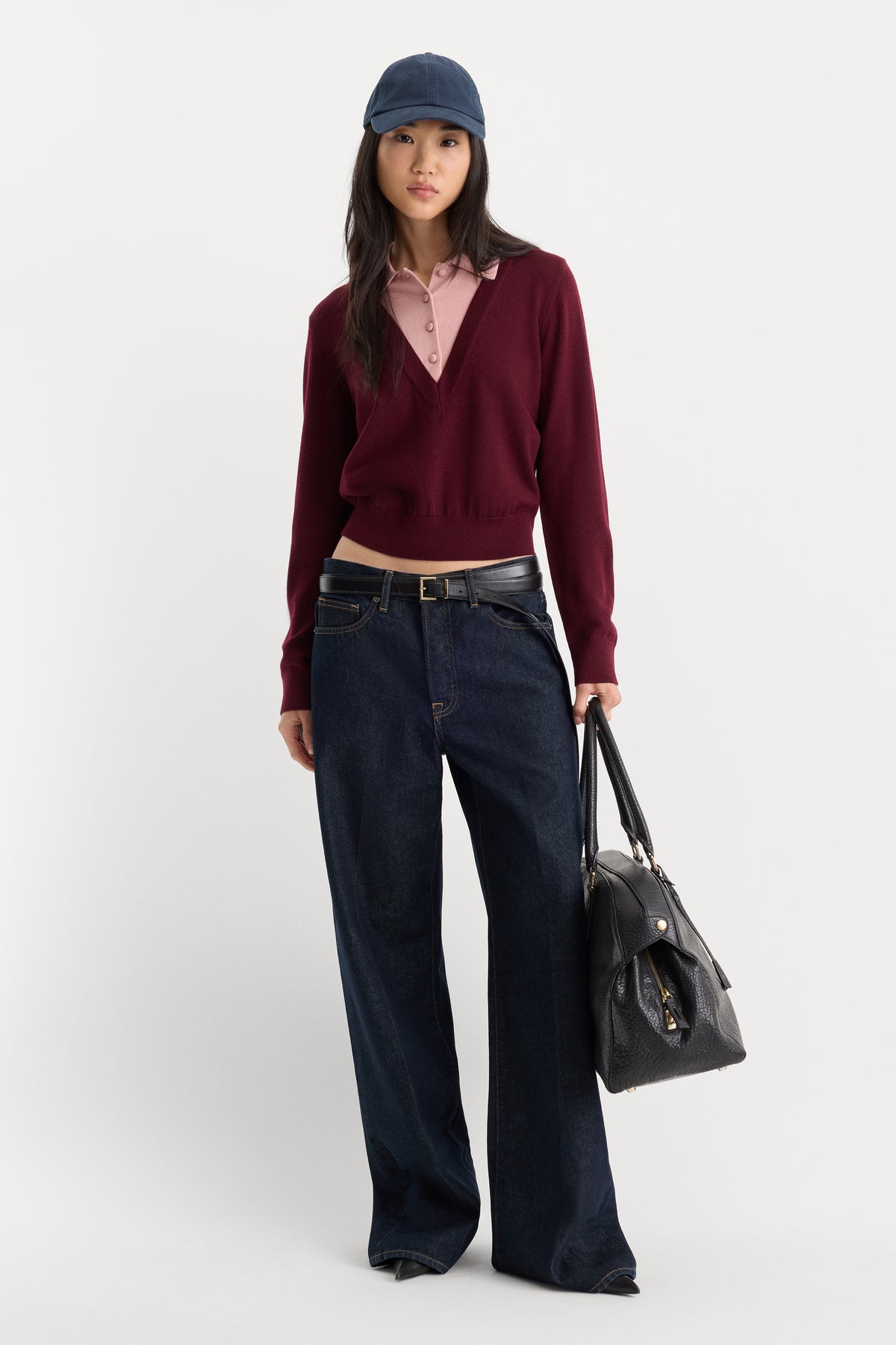 THE TWO IN ONE SWEATER | BERRY NOIR WITH BLUSH-3 | GOOD AMERICAN | MODEL_A