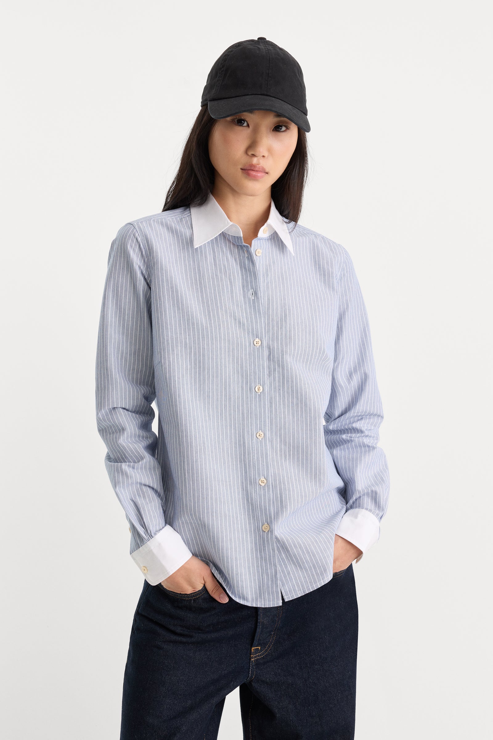 THE OXFORD CONTRAST SHIRT | SLATE BLUE STRIPE