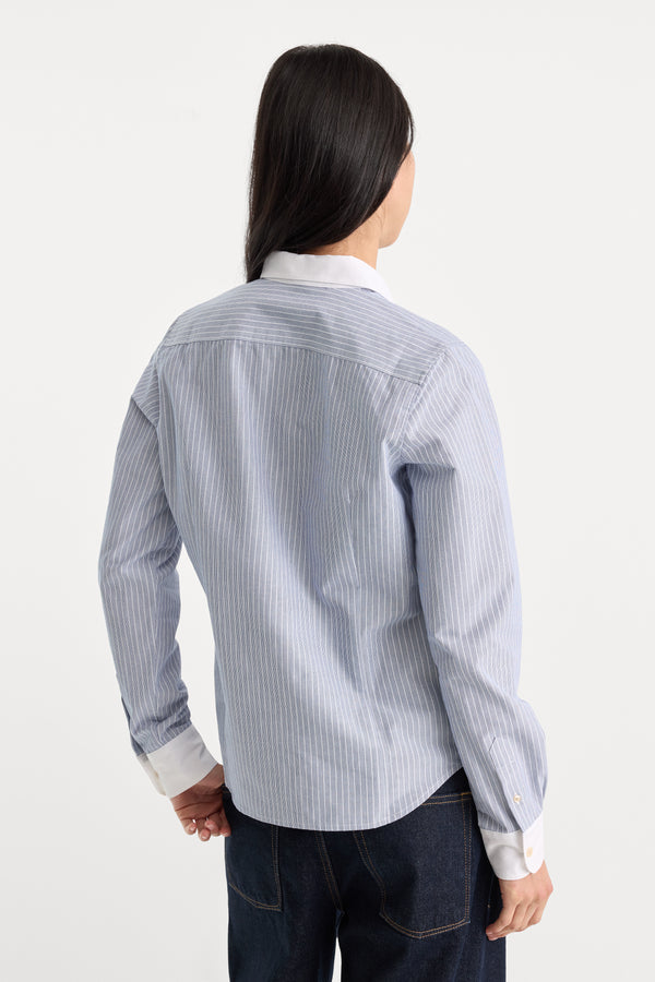THE OXFORD CONTRAST SHIRT | SLATE BLUE STRIPE