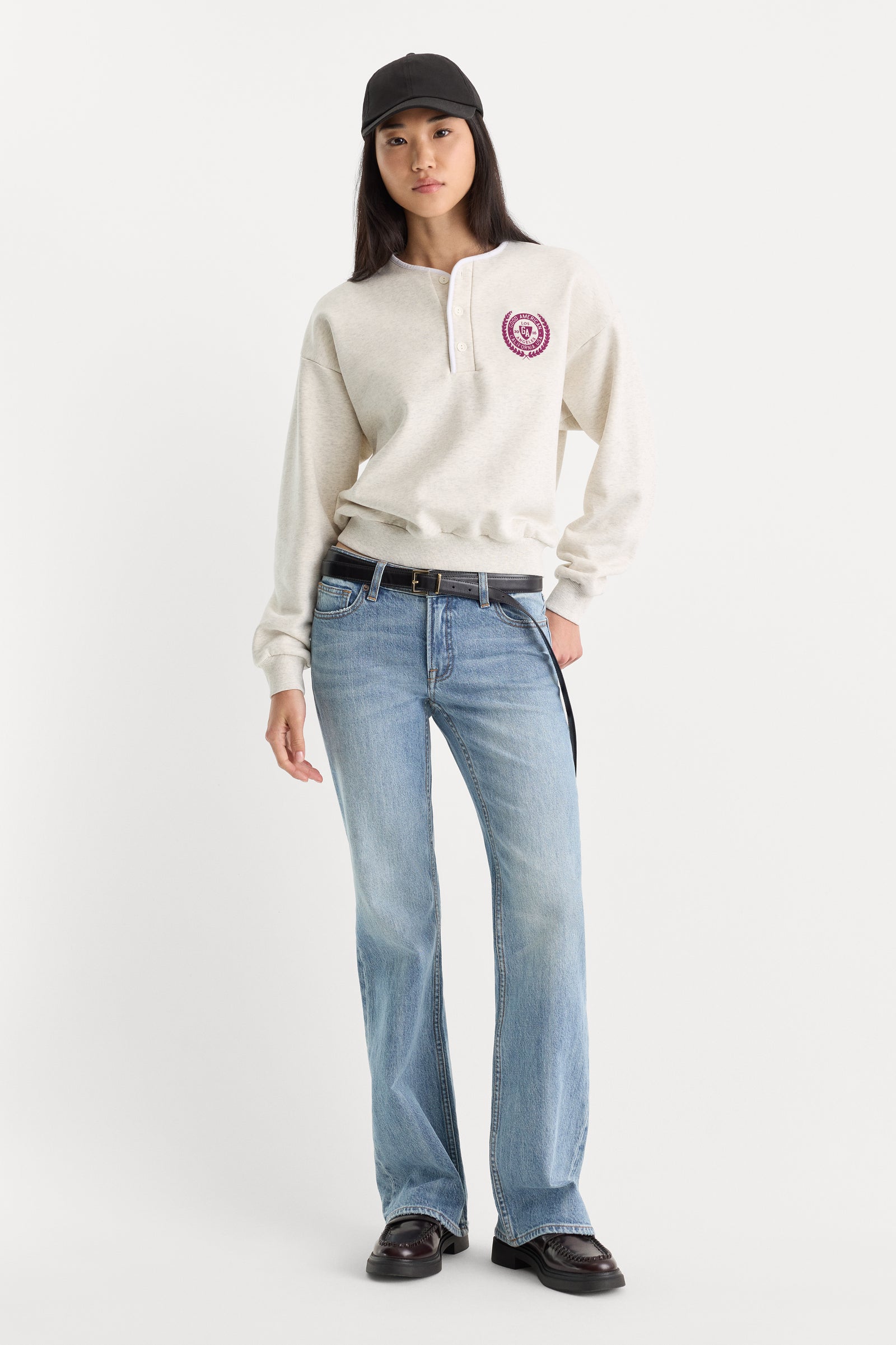 THE BRUSHED FLEECE HENLEY | OATMEAL