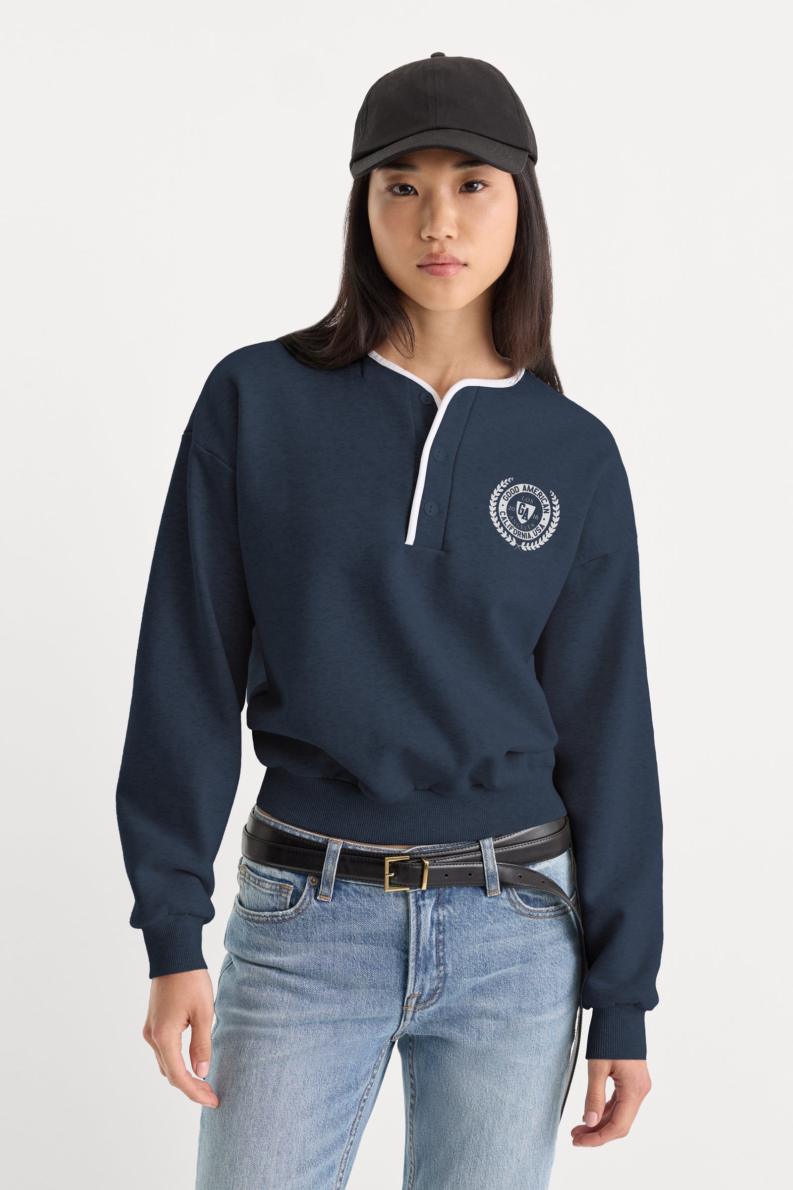 THE BRUSHED FLEECE HENLEY | NEW NAVY