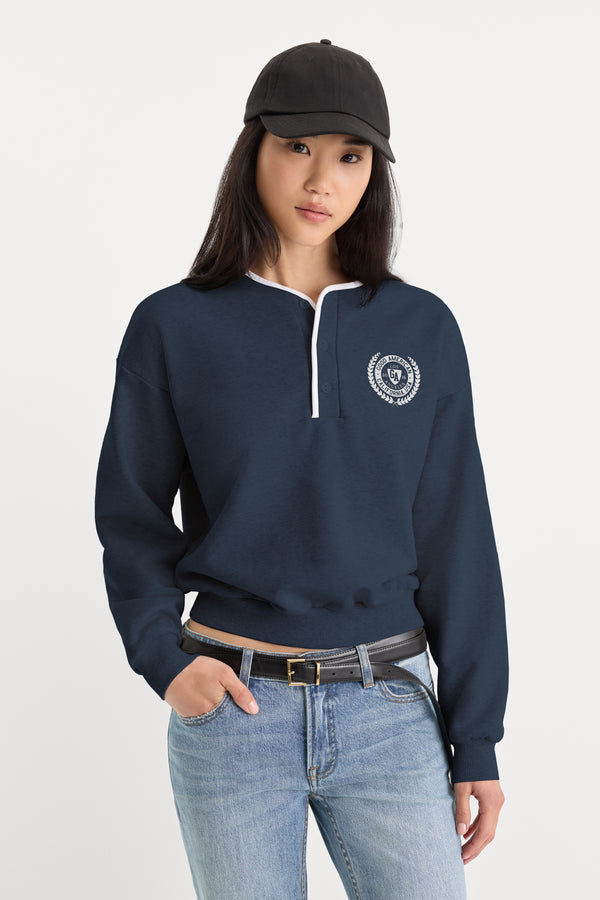 THE BRUSHED FLEECE HENLEY | NEW NAVY