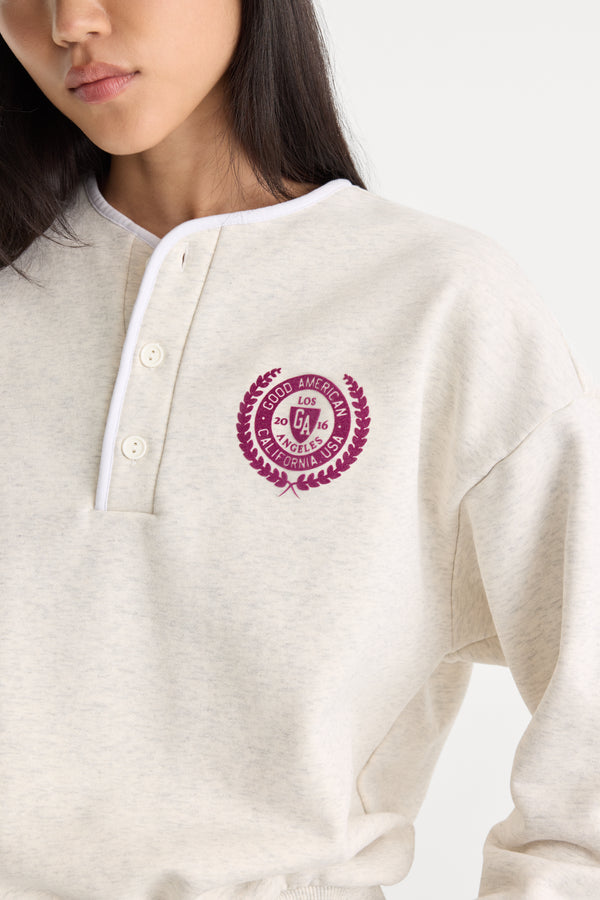 THE BRUSHED FLEECE HENLEY | OATMEAL