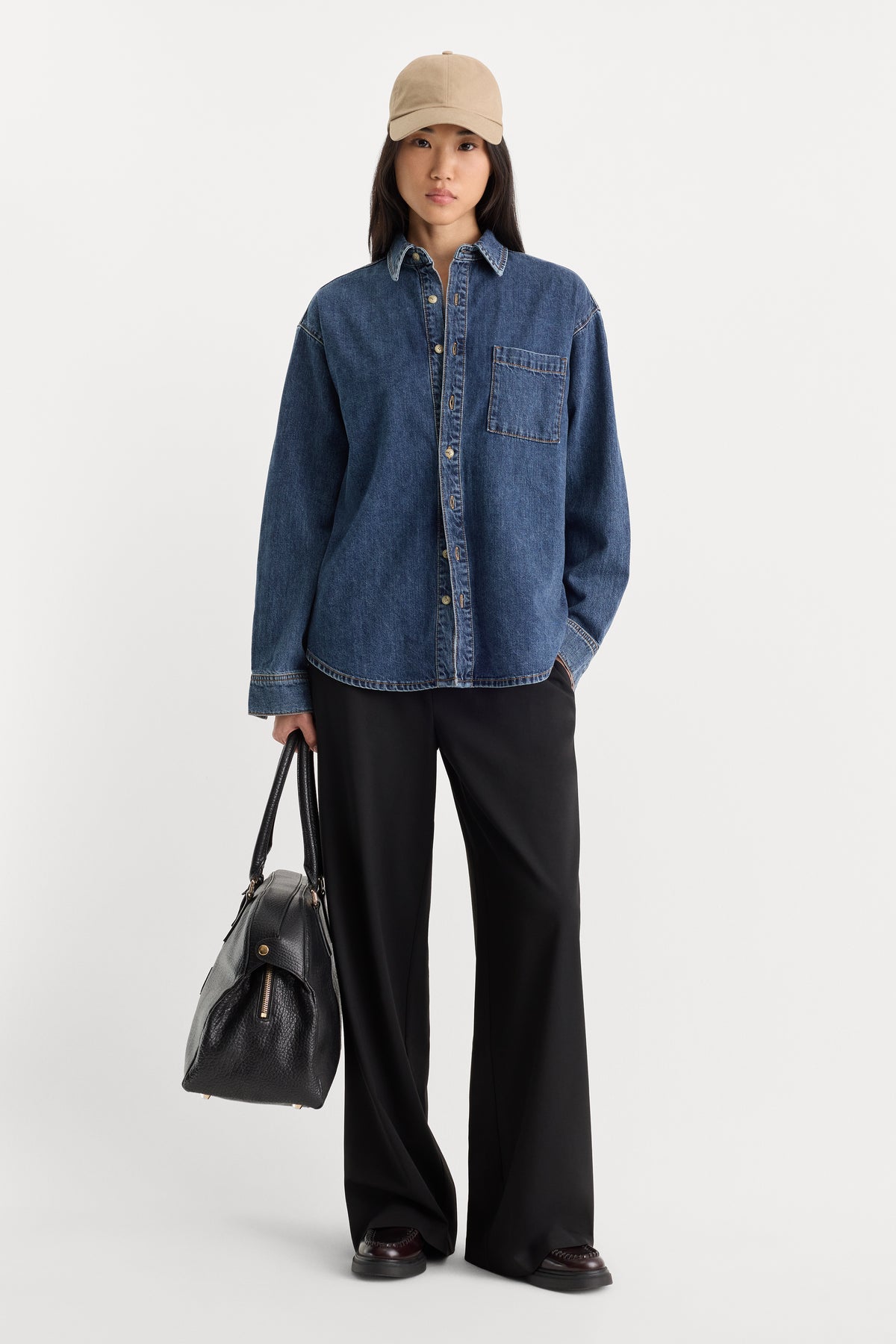 THE DENIM EASY SHIRT | ALCOVE-3 | GOOD AMERICAN | MODEL_A