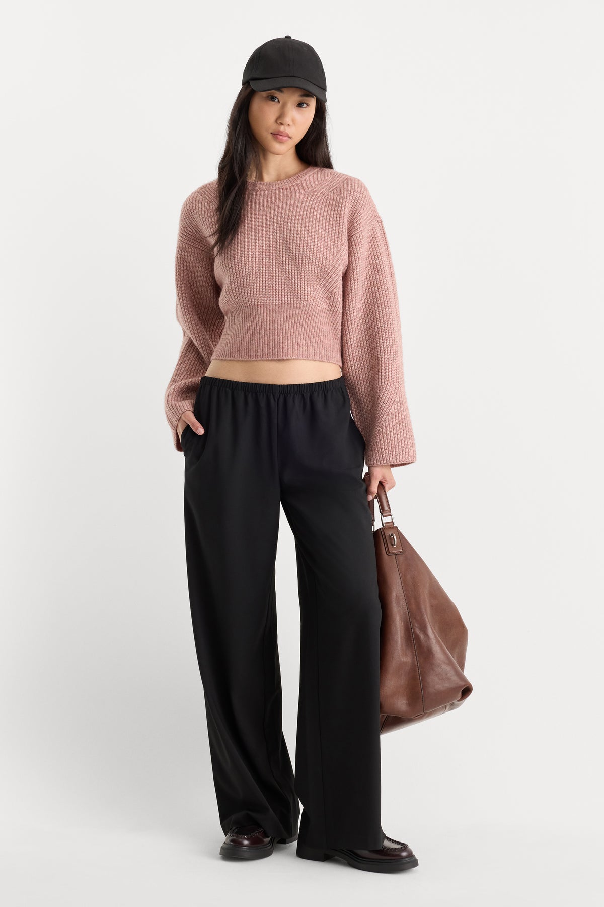THE CHUNKY KNIT SWEATER | DUSTY BLUSH-4 | GOOD AMERICAN | MODEL_A