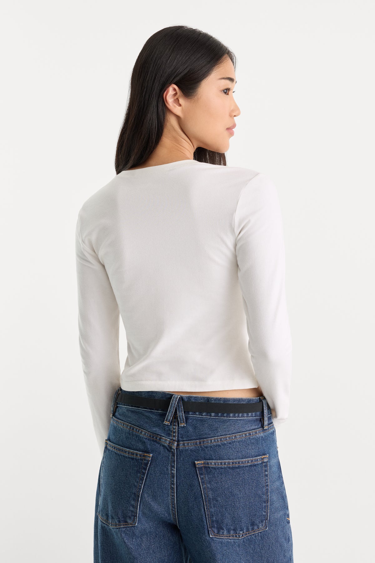 THE LONG SLEEVE BABY TEE | WHITE-4 | GOOD AMERICAN | MODEL_A
