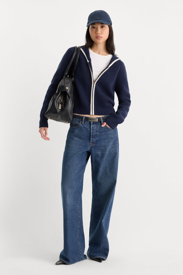 THE KNIT SAILOR ZIP UP | NEW NAVY002