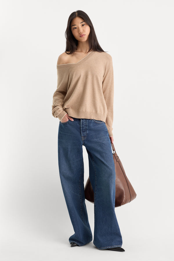 THE COZY V NECK SWEATER | DUNE MIST