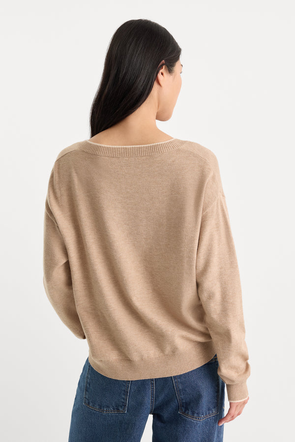THE COZY V NECK SWEATER | DUNE MIST