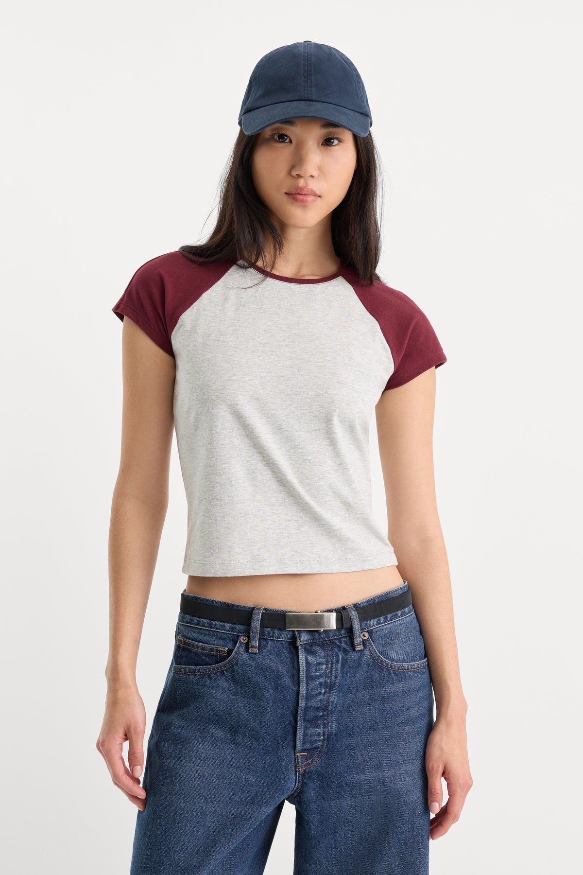 THE RAGLAN TEE | VINTAGE GREY-1 | GOOD AMERICAN | MODEL_A