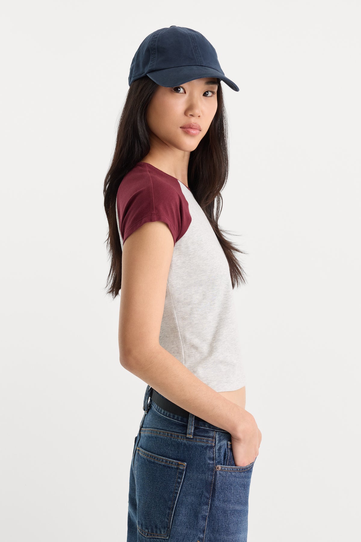 THE RAGLAN TEE | VINTAGE GREY-2 | GOOD AMERICAN | MODEL_A