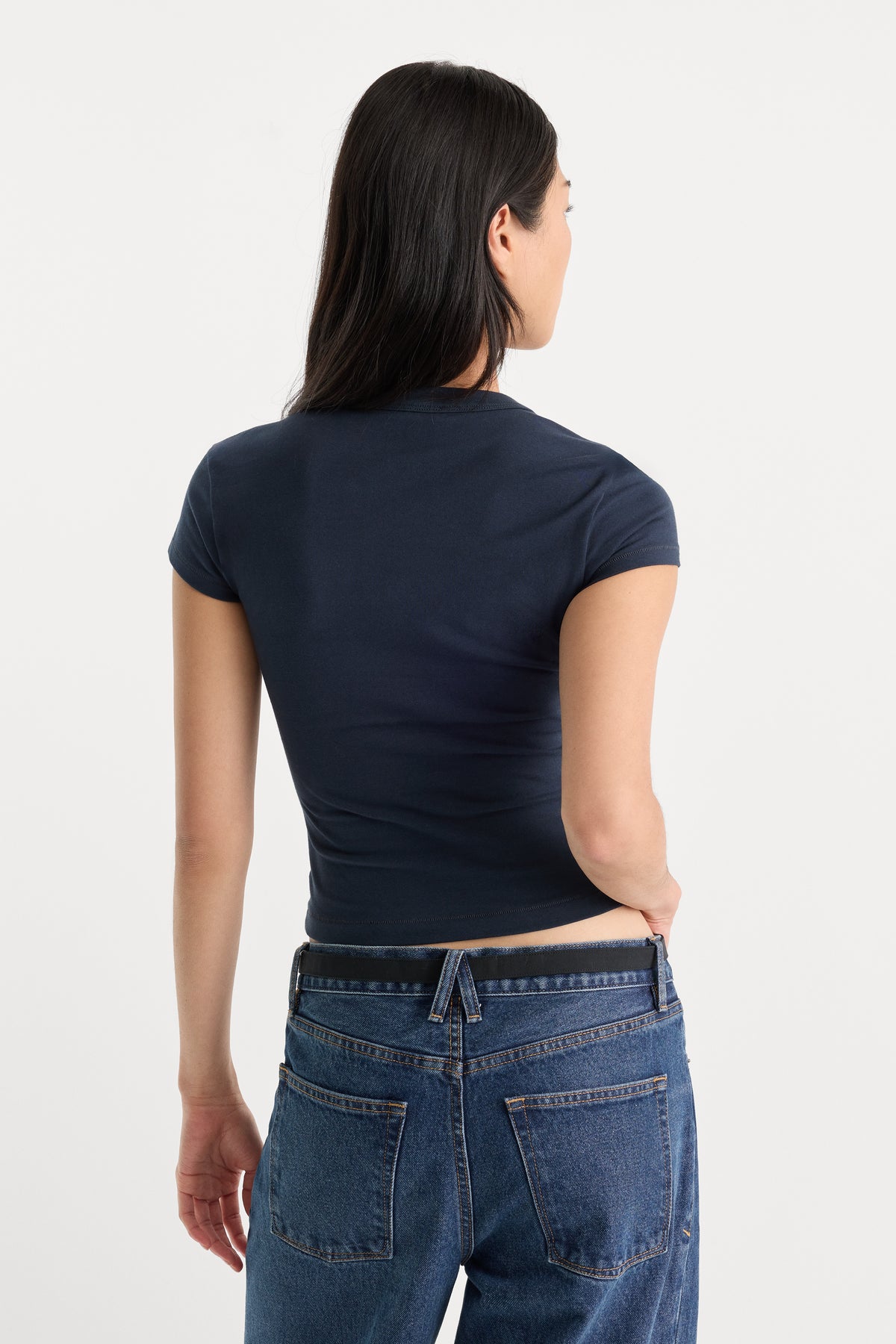THE CAP SLEEVE TEE | NEW NAVY-4 | GOOD AMERICAN | MODEL_A