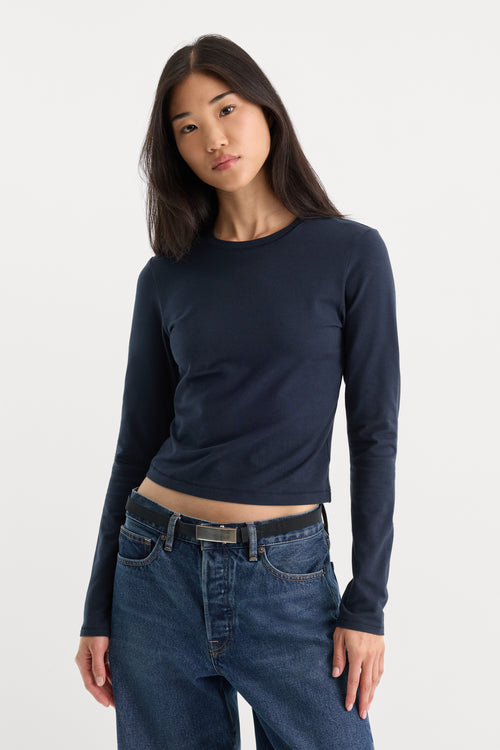THE LONG SLEEVE BABY TEE | NEW NAVY