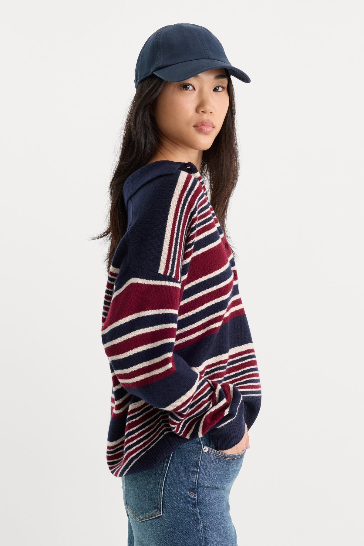 THE OVERSIZED RUGBY SWEATER | MULTI STRIPE-4 | GOOD AMERICAN | MODEL_A
