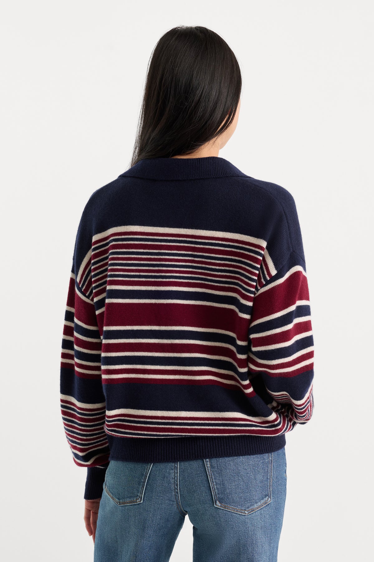 THE OVERSIZED RUGBY SWEATER | MULTI STRIPE-7 | GOOD AMERICAN | MODEL_A