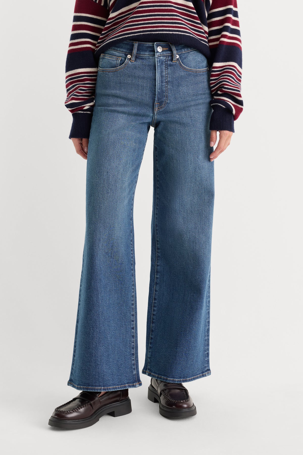 GOOD WAIST PALAZZO ANKLE JEANS | SIERRA-3 | GOOD AMERICAN | MODEL_A