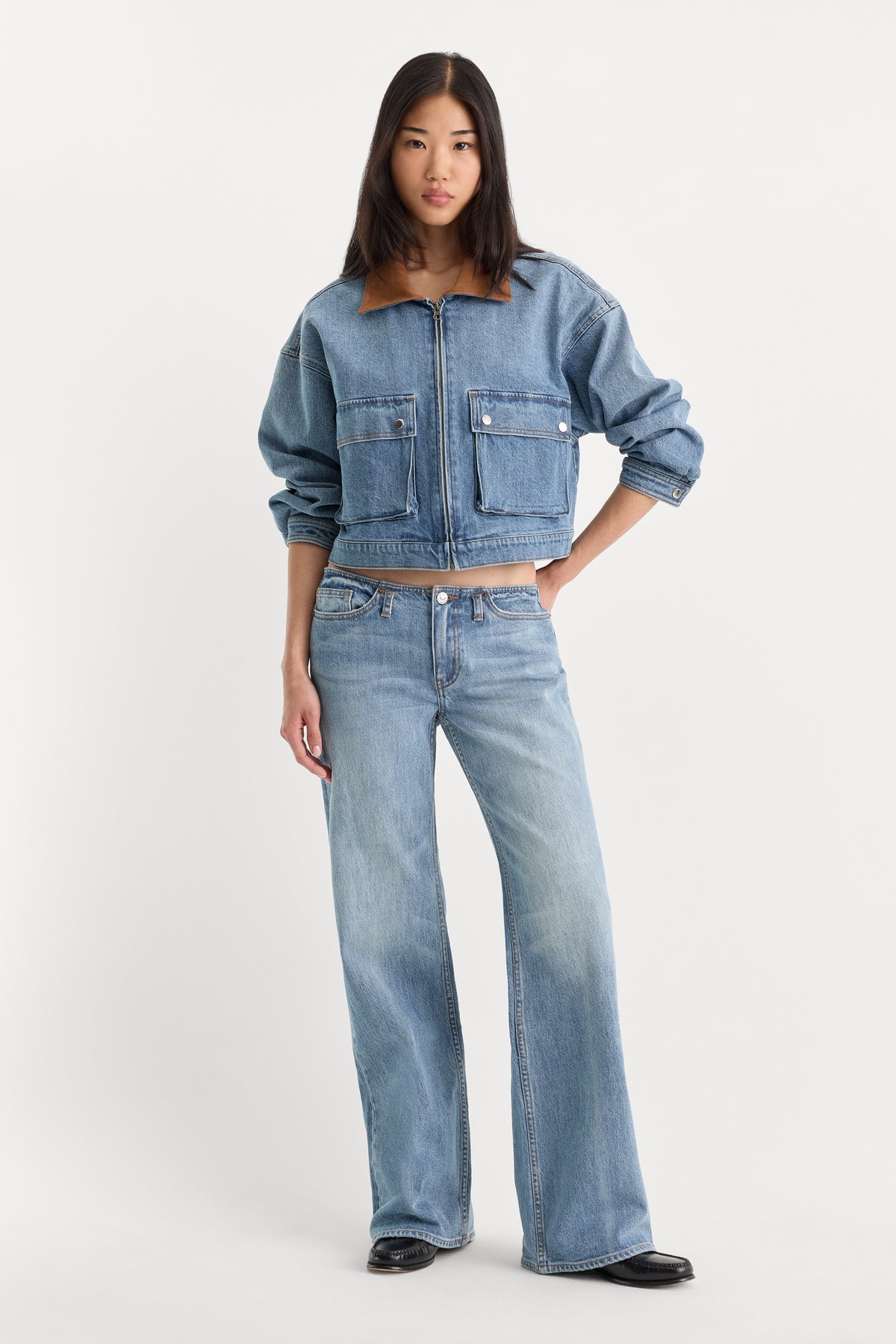 GHOST WAIST LOW LOOSE JEANS | AMBER-1 | GOOD AMERICAN | MODEL_A