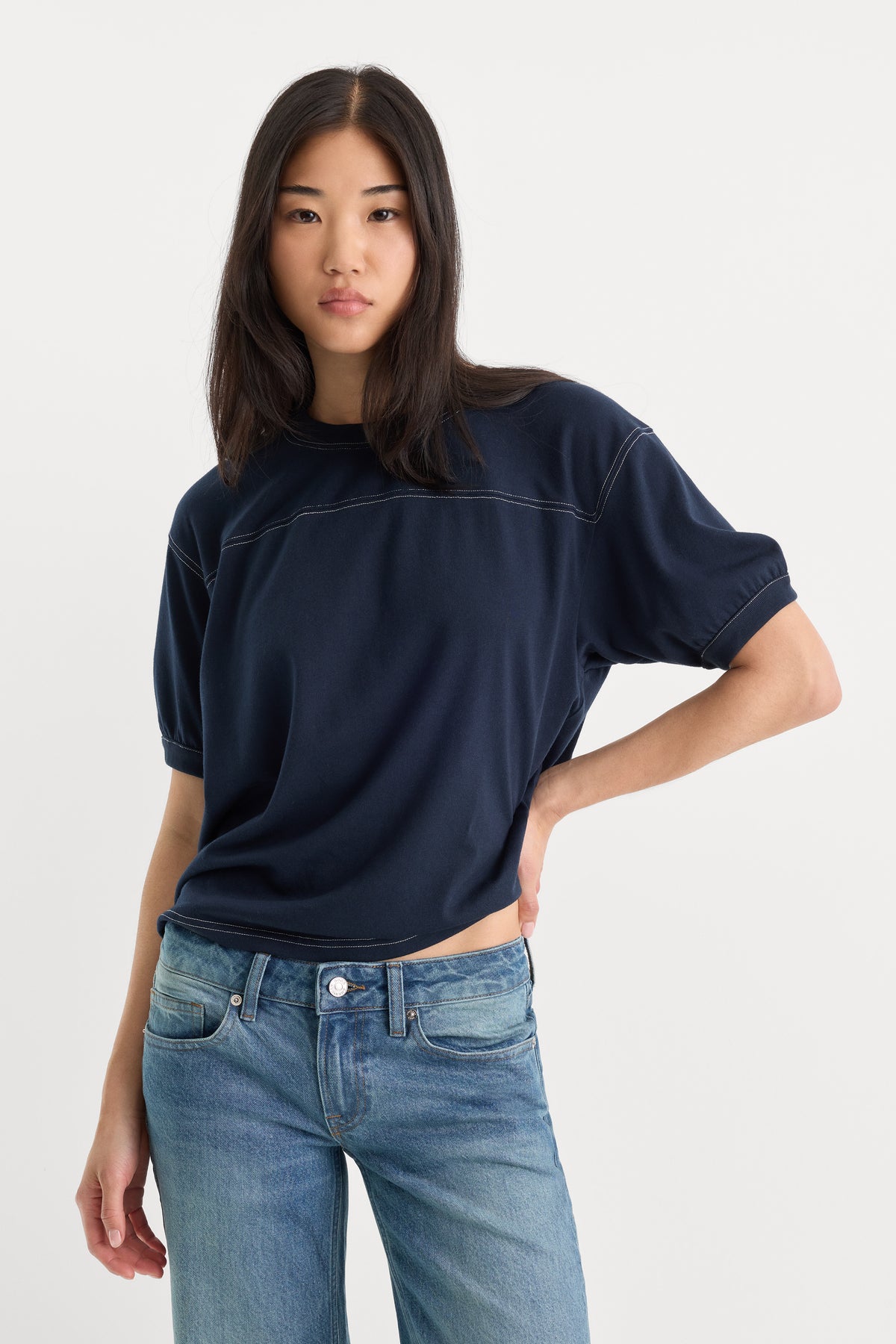 THE GYM TEE | NEW NAVY002-1 | GOOD AMERICAN | MODEL_A