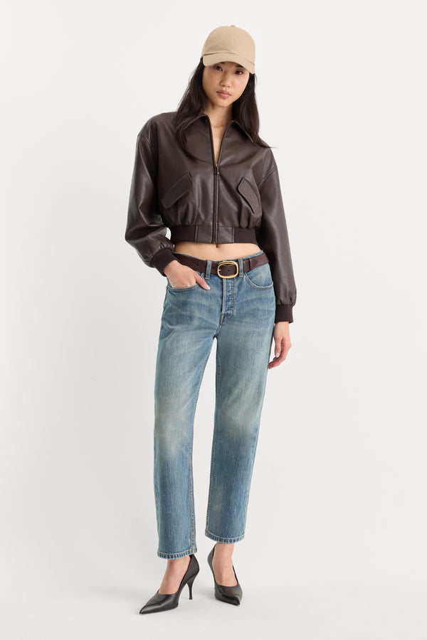 THE BETTER THAN LEATHER BOMBER JACKET | ESPRESSO-3 | GOOD AMERICAN | MODEL