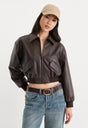 THE BETTER THAN LEATHER BOMBER JACKET | ESPRESSO-1 | GOOD AMERICAN | MODEL